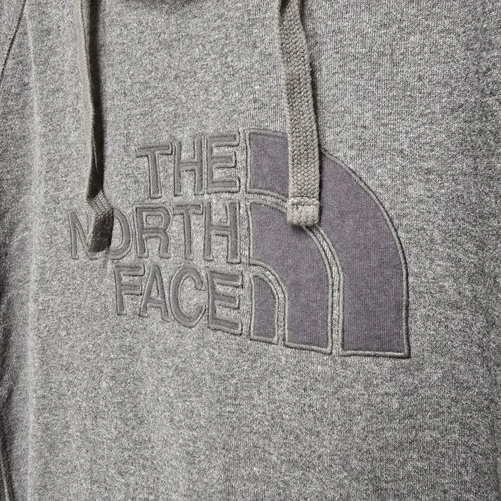 The North Face Mens Gray Embroidered Hoodie Logo‎ Raglan Sleeve Fleece Size M